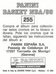 1988-89 Panini Stickers (Spanish) #255 Patrick Ewing / Akeem Olajuwon Back