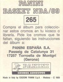 1988-89 Panini Stickers (Spanish) #265 Mark Jackson Back