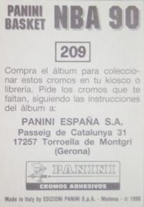 1989-90 Panini Stickers (Spanish) #209 Kevin Johnson Back