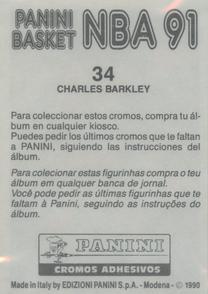 1990-91 Panini Stickers (Spanish) #34 Charles Barkley Back