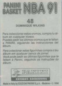 1990-91 Panini Stickers (Spanish) #48 Dominique Wilkins Back