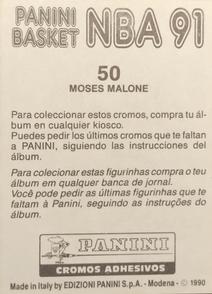 1990-91 Panini Stickers (Spanish) #50 Moses Malone Back