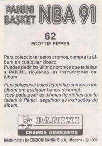1990-91 Panini Stickers (Spanish) #62 Scottie Pippen Back