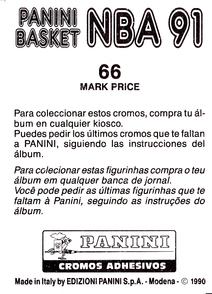 1990-91 Panini Stickers (Spanish) #66 Mark Price Back