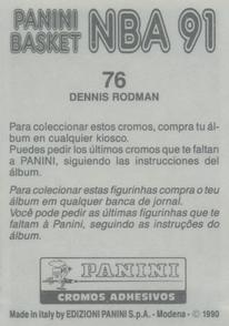 1990-91 Panini Stickers (Spanish) #76 Dennis Rodman Back