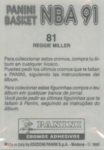 1990-91 Panini Stickers (Spanish) #81 Reggie Miller Back