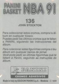 1990-91 Panini Stickers (Spanish) #136 John Stockton Back