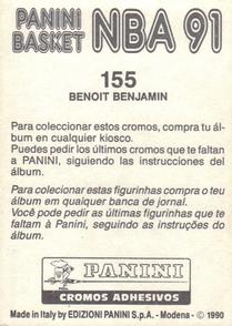1990-91 Panini Stickers (Spanish) #155 Benoit Benjamin Back