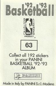1992-93 Panini Stickers #63 Herb Williams Back