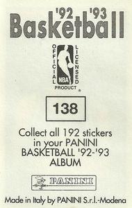 1992-93 Panini Stickers #138 Terrell Brandon Back