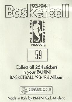 1993-94 Panini Stickers #59 Dana Barros  Back