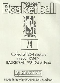1993-94 Panini Stickers #74 Sean Rooks  Back