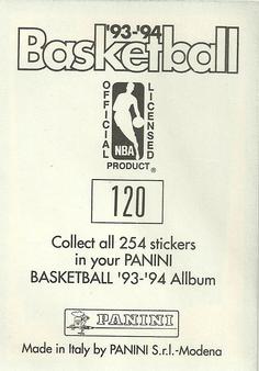 1993-94 Panini Stickers #120 Felton Spencer  Back