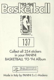 1993-94 Panini Stickers #137 Jon Koncak  Back