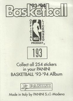 1993-94 Panini Stickers #193 Jeff Turner  Back