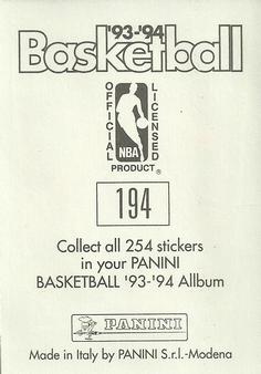 1993-94 Panini Stickers #194 Alaa Abdelnaby  Back