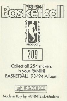 1993-94 Panini Stickers #209 Rony Seikaly  Back