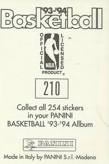1993-94 Panini Stickers #210 Brian Shaw  Back