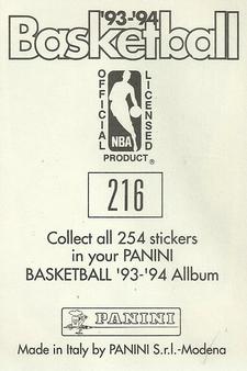1993-94 Panini Stickers #216 Derrick Coleman  Back