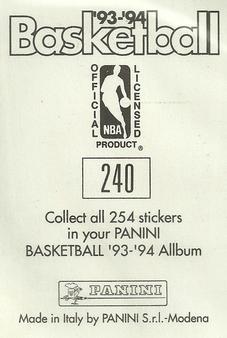 1993-94 Panini Stickers #240 Rex Chapman  Back