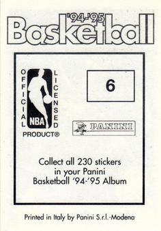 1994-95 Panini Stickers #6 Mookie Blaylock  Back