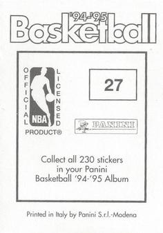 1994-95 Panini Stickers #27 Alonzo Mourning  Back