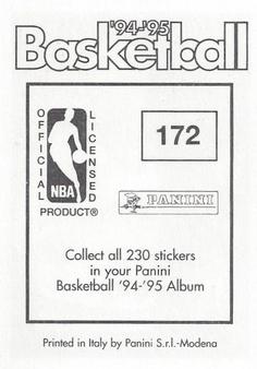 1994-95 Panini Stickers #172 Micheal Williams  Back