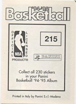 1994-95 Panini Stickers #215 Jeff Hornacek  Back