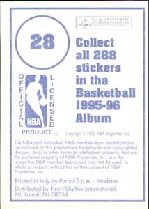 1995-96 Panini Stickers #28 Anthony Bonner  Back