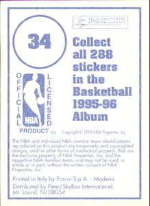 1995-96 Panini Stickers #34 Charles Oakley  Back