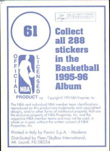 1995-96 Panini Stickers #61 Doug Overton  Back