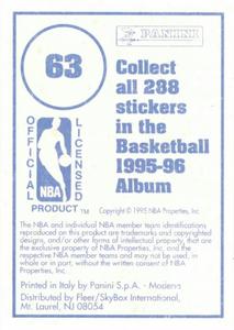1995-96 Panini Stickers #63 Chris Webber  Back