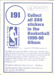 1995-96 Panini Stickers #191 Jeff Hornacek  Back