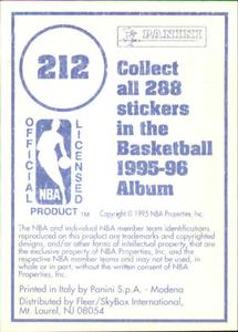 1995-96 Panini Stickers #212 Carlos Rogers  Back