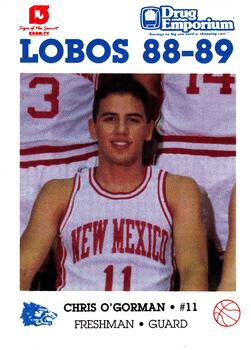 1988-89 New Mexico Lobos #11 Chris O'Gorman  Front