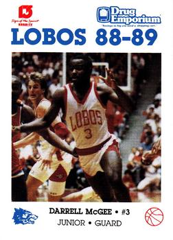 1988-89 New Mexico Lobos #9 Darrell McGee  Front