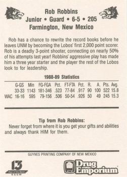 1989-90 New Mexico Lobos #14 Rob Robbins  Back
