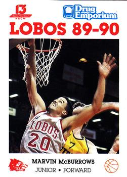 1989-90 New Mexico Lobos #8 Marvin McBurrows  Front