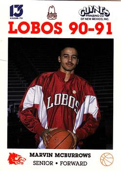 1990-91 New Mexico Lobos #7 Marvin McBurrows  Front