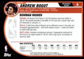 2007-08 Bowman #6 Andrew Bogut Back