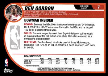 2007-08 Bowman #7 Ben Gordon Back