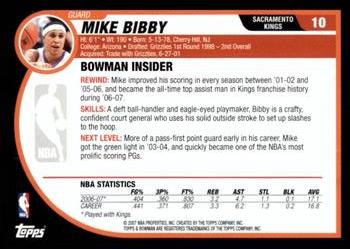 2007-08 Bowman #10 Mike Bibby Back