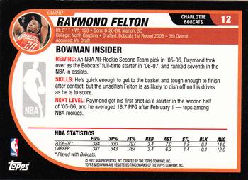 2007-08 Bowman #12 Raymond Felton Back