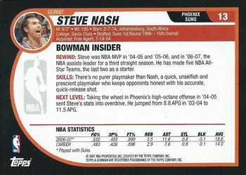 2007-08 Bowman #13 Steve Nash Back