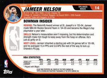2007-08 Bowman #14 Jameer Nelson Back