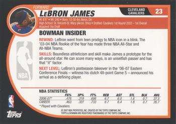 2007-08 Bowman #23 Lebron James Back