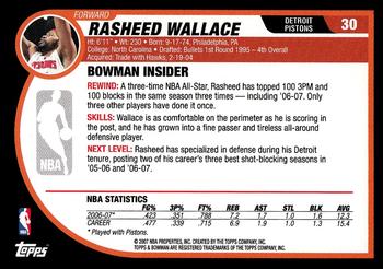 2007-08 Bowman #30 Rasheed Wallace Back