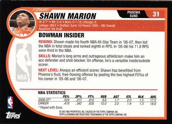 2007-08 Bowman #31 Shawn Marion Back