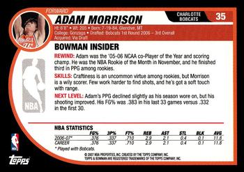 2007-08 Bowman #35 Adam Morrison Back