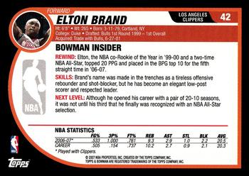 2007-08 Bowman #42 Elton Brand Back
